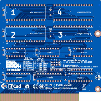 Печатная плата 2MByte ISA EMS Expansion Card #156(1357) (синяя маска)