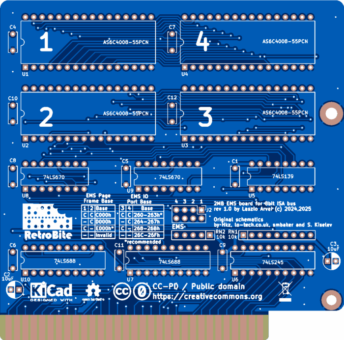 Печатная плата 2MByte ISA EMS Expansion Card #156(1357) (синяя маска)