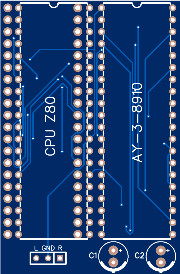 Печатная плата Sound card for ZX Spectrum Version SMD #151(1363) (синяя маска)