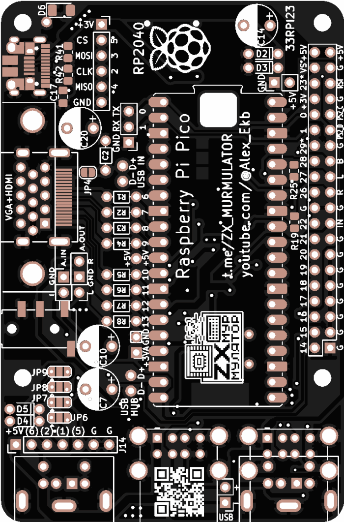 Печатная плата Мурмулятор с USB хабом в форм-факторе Raspberry Pi B+ #220(1384) (черная маска)