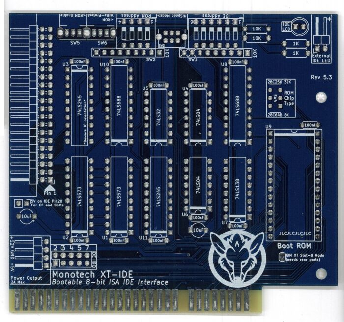 Печатная плата Monotech XT IDE #97 (черная и зелёная маска) ENIG