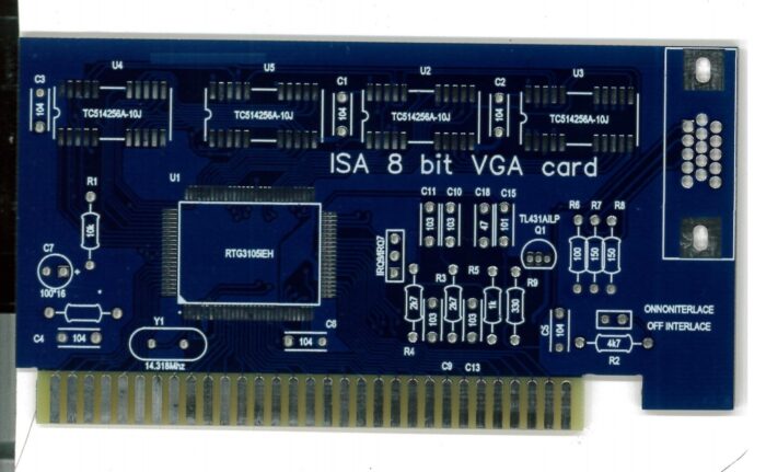 Печатная плата ISA 8bit VGA card slim #167(синяя маска)