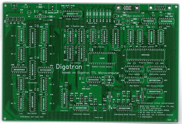Печатная плата Gigatron  #910(1392) (зелёная маска)