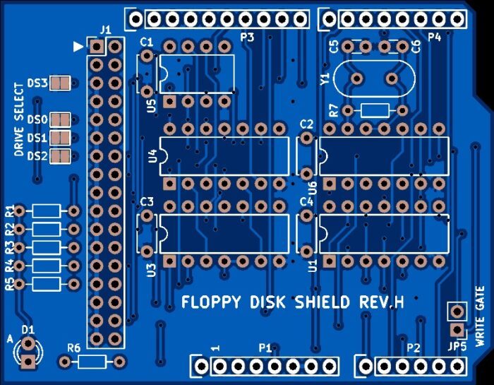 Печатная плата Floppy Disk Shield rev.H #886(синяя маска)