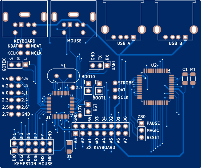 Печатная плата HIDman ZX #1328(синяя маска)