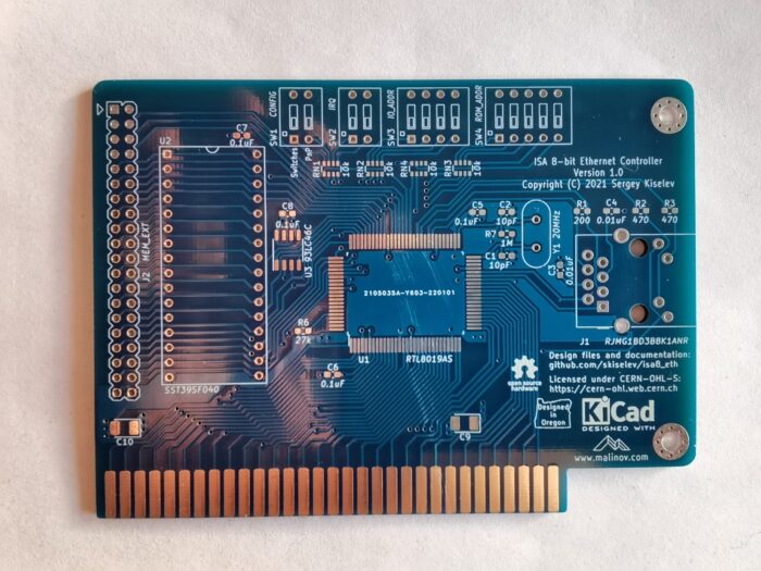 Печатная плата ISA 8-Bit Ethernet Controller #603(1303)(синяя маска)