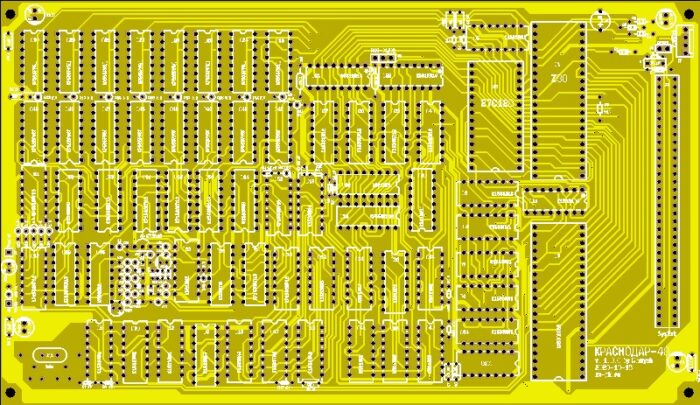 Печатная плата ZX Spectrum Краснодар 48 #855(желтая маска)