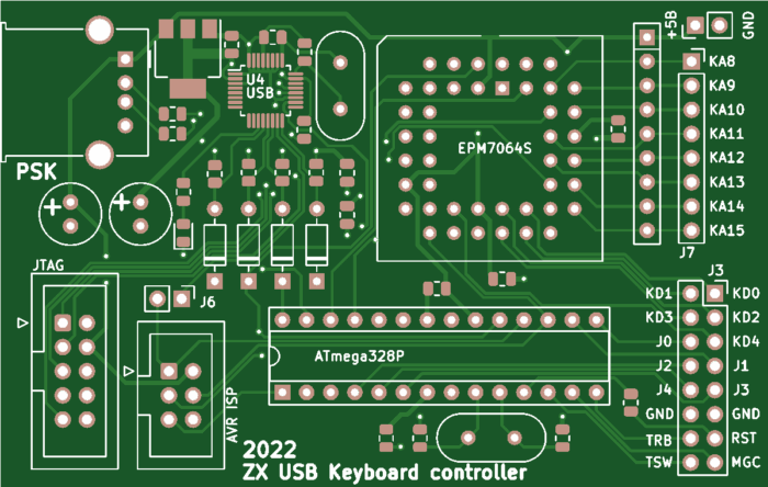 Печатная плата контроллер периферии Scorpion ZS-256 rev.C #714(1317) (зелёная маска)