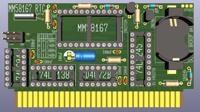 Печатная плата MM58167 ISA RTC #959(зелёная маска)