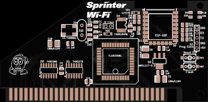 Печатная плата Sprinter WiFi #845 (черная маска)