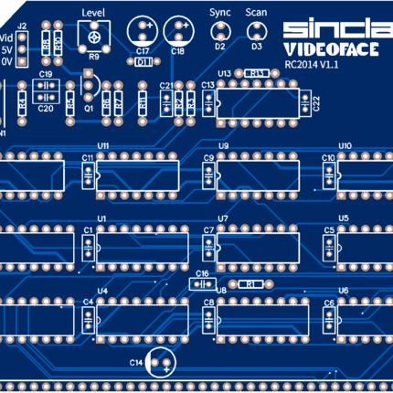 Печатная плата ZX-Videoface RC2014 Card #670(1351) (синяя маска)