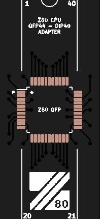 Печатная плата переходника QFP-DIP Z80  #981 (черная маска)