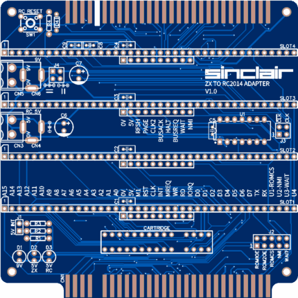 Печатная плата ZX to RC2014 Adapter #148(1352) (синяя маска)