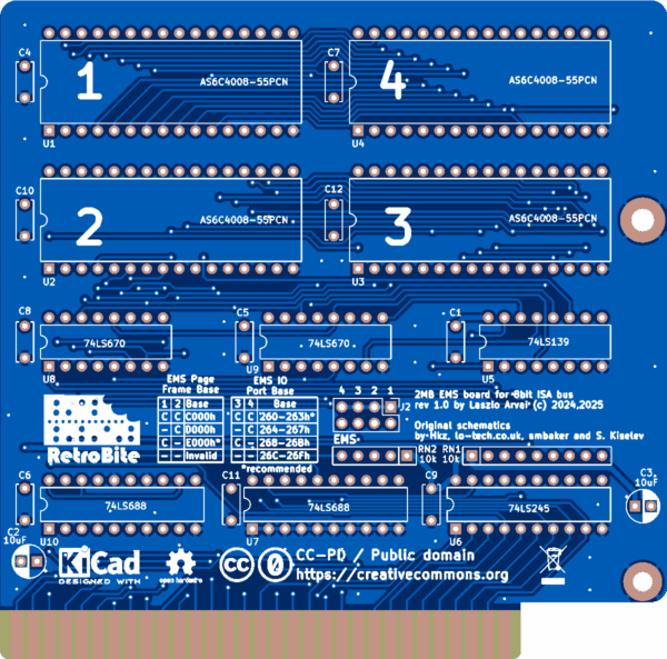 Печатная плата 2MByte ISA EMS Expansion Card #156(1357) (синяя маска)