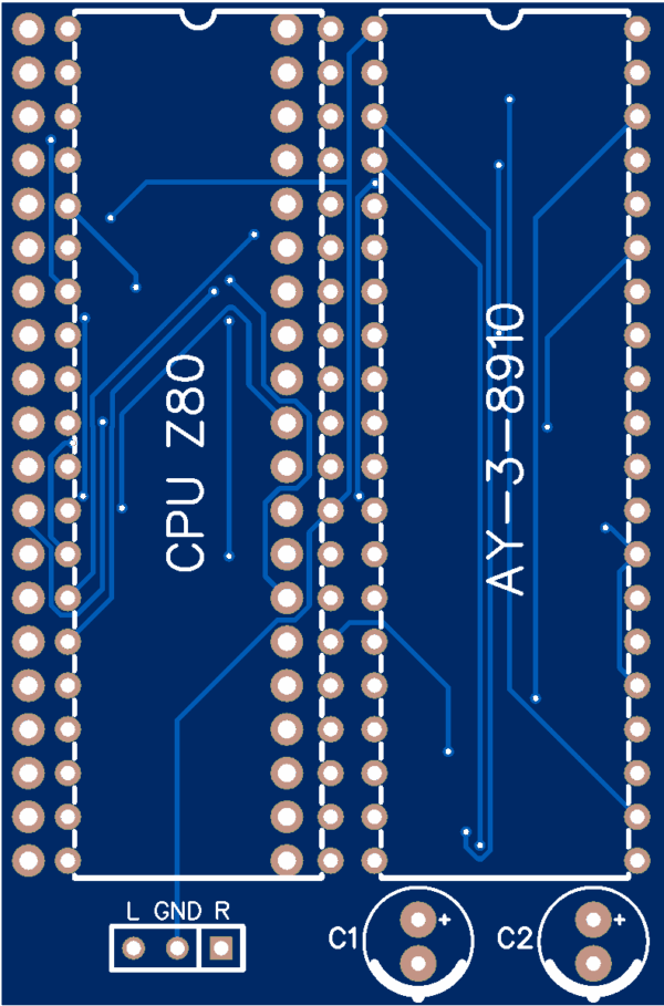 Печатная плата Sound card for ZX Spectrum Version SMD #151(1363) (синяя маска)
