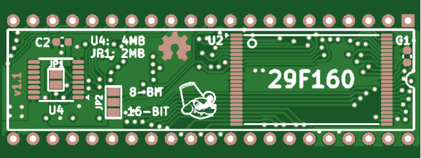 Печатная плата адаптера 29F160 → UV EPROM #1404 (зелёная маска)