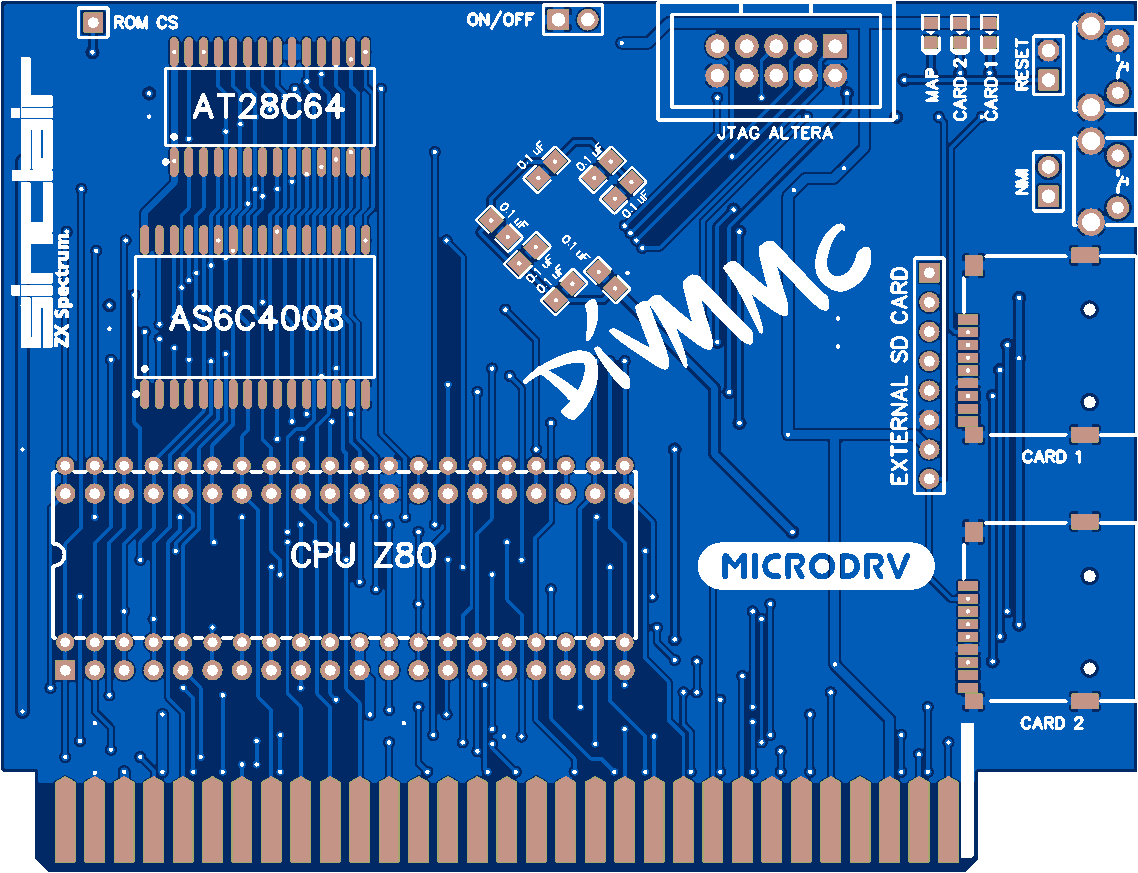 Печатная плата DivMMC для ZX Spectrum 512K (2 SD CARD) #1493(синяя маска)