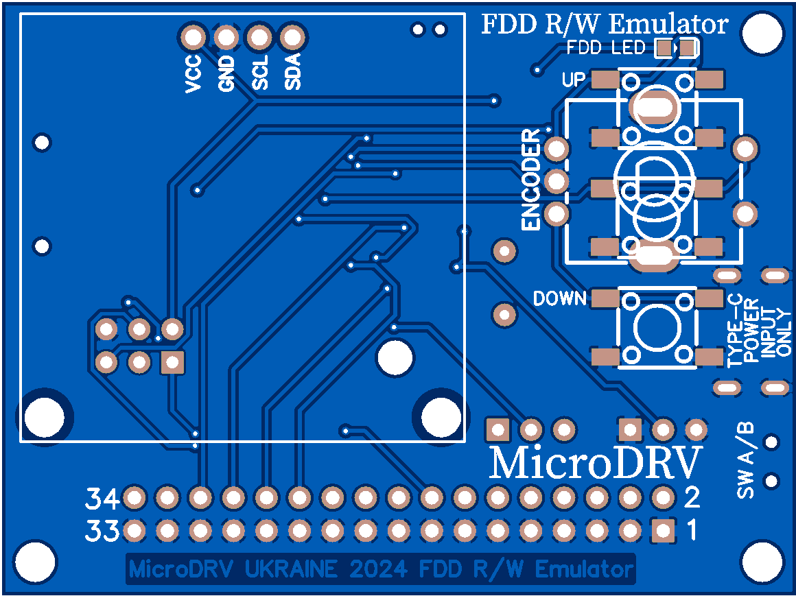 Печатная плата FDD Emulator для ZX Spectrum #1494 (синяя маска)