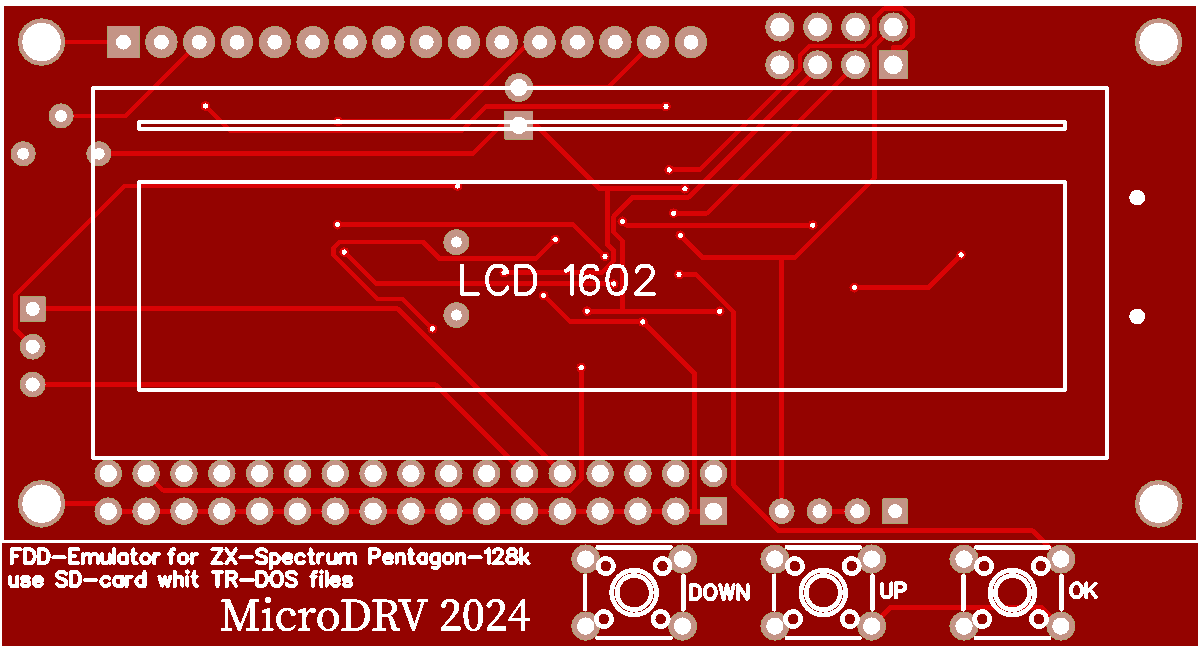 Печатная плата FDD Emulator для ZX Spectrum(компакт) #1496(красная маска)