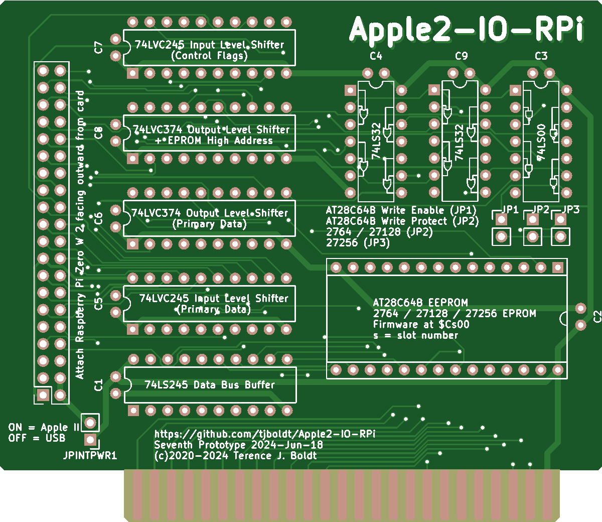 Печатная плата Apple2‑IO‑RPi v7 #1504(зелёная маска)