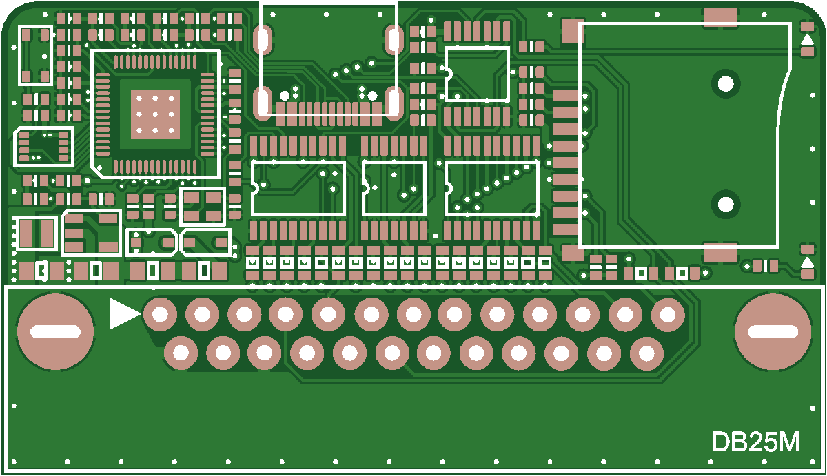 Печатная плата SCSIknife Pocket DB25 #1509 (зелёная маска)