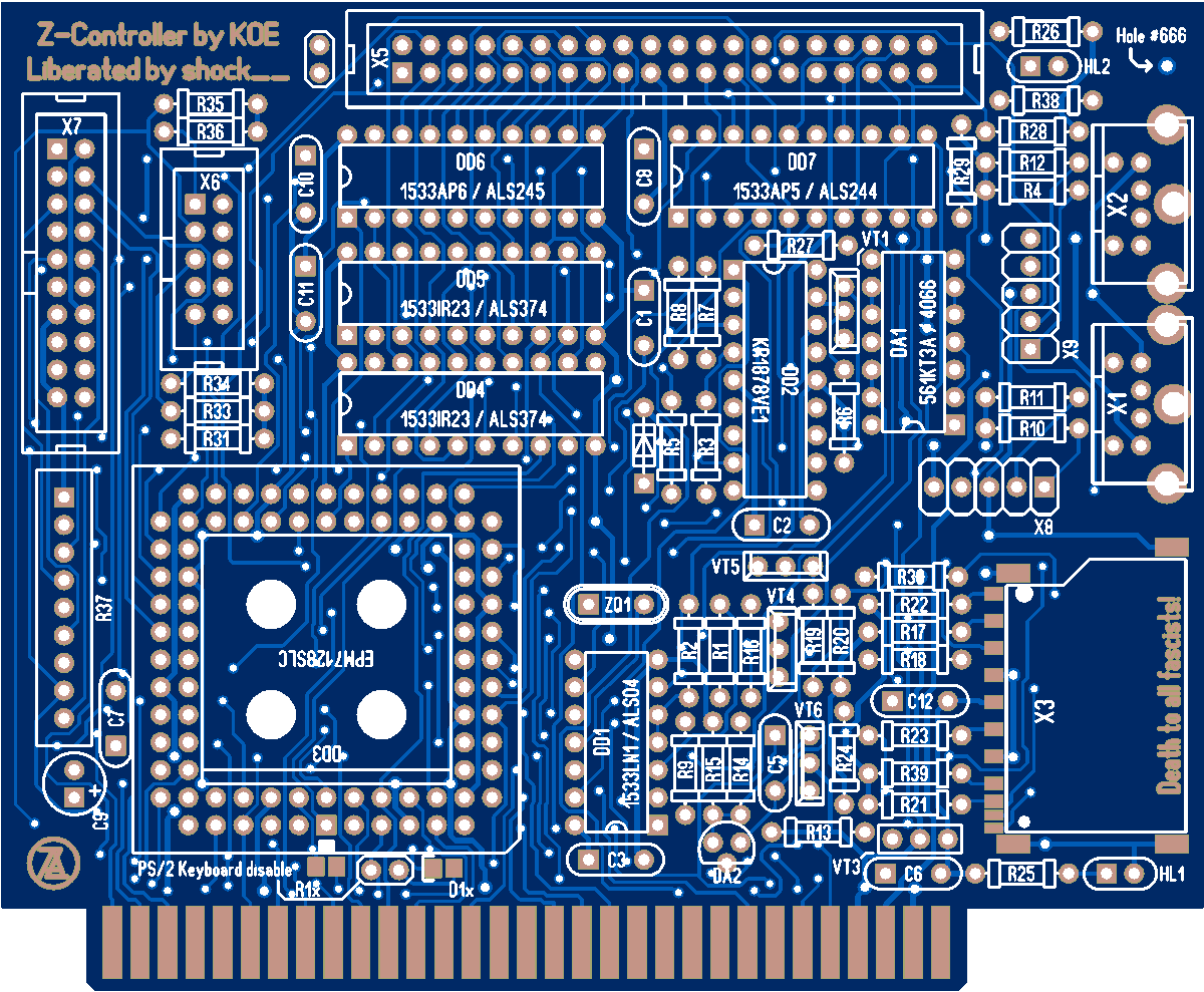 Печатная плата Z-Controller_zxshock +пп для PIC #1512(синяя маска)