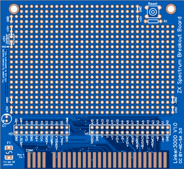 Печатная плата ZX-Spectrum-Breakout-Board #583(1349) (синяя маска)