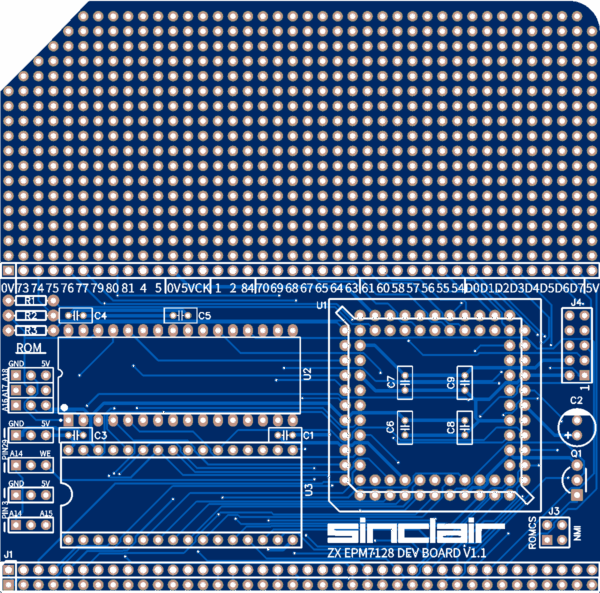 Печатная плата ZX-Interface-1-Development-Board RC2014 Card #657(1354) (синяя маска)