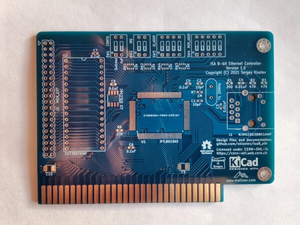 Печатная плата ISA 8-Bit Ethernet Controller #603(1303)(синяя маска)