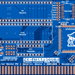 Печатная плата ZX-multisound NEMOBUS/ZXBUS A2 #1334 (синяя маска)