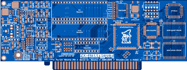 Печатная плата ZX-multisound NEMOBUS/ZXBUS A2 #1334 (синяя маска)