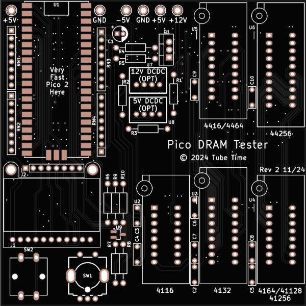 Печатная плата PicoDRAM tester ver2 #1324(синяя маска)