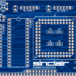 Печатная плата DIVMMC RC2014 Card #154(1353) (синяя маска)