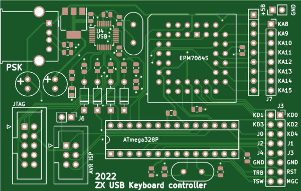Печатная плата контроллер периферии Scorpion ZS-256 rev.C #714(1317) (зелёная маска)