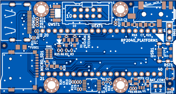 Печатная плата RP2040-PICO-PC #642(1341) (синяя маска)