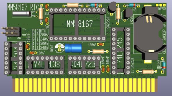 Печатная плата MM58167 ISA RTC #959(зелёная маска)