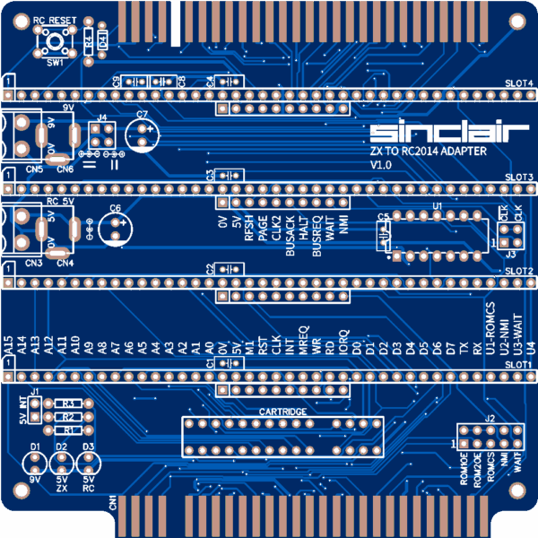 Печатная плата ZX to RC2014 Adapter #148(1352) (синяя маска)