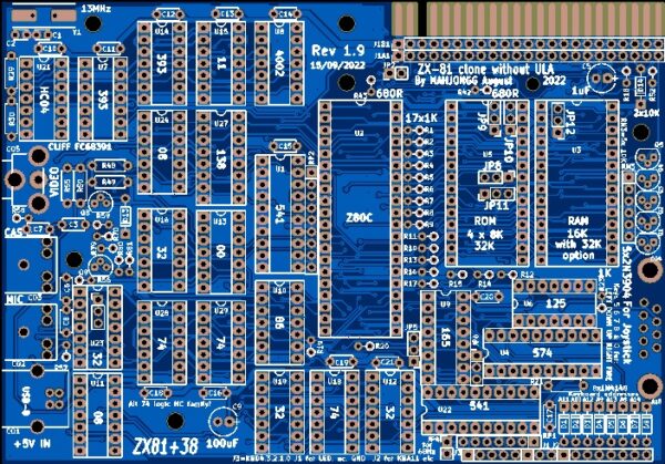 Печатная плата ZX81 #132(976) (синяя маска)